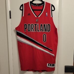 Vintage Adidas Damian Lillard Portland Trailblazers Red Basketball Jersey